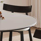 Table de salle à manger ronde en bois noir, moderne et simple