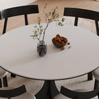 Table de salle à manger ronde en bois noir, moderne et simple
