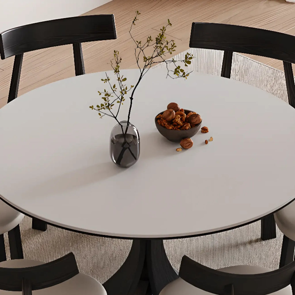 Table de salle à manger ronde en bois noir, moderne et simple