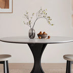 Table de salle à manger ronde en bois noir, moderne et simple