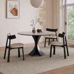Table de salle à manger ronde en bois noir, moderne et simple