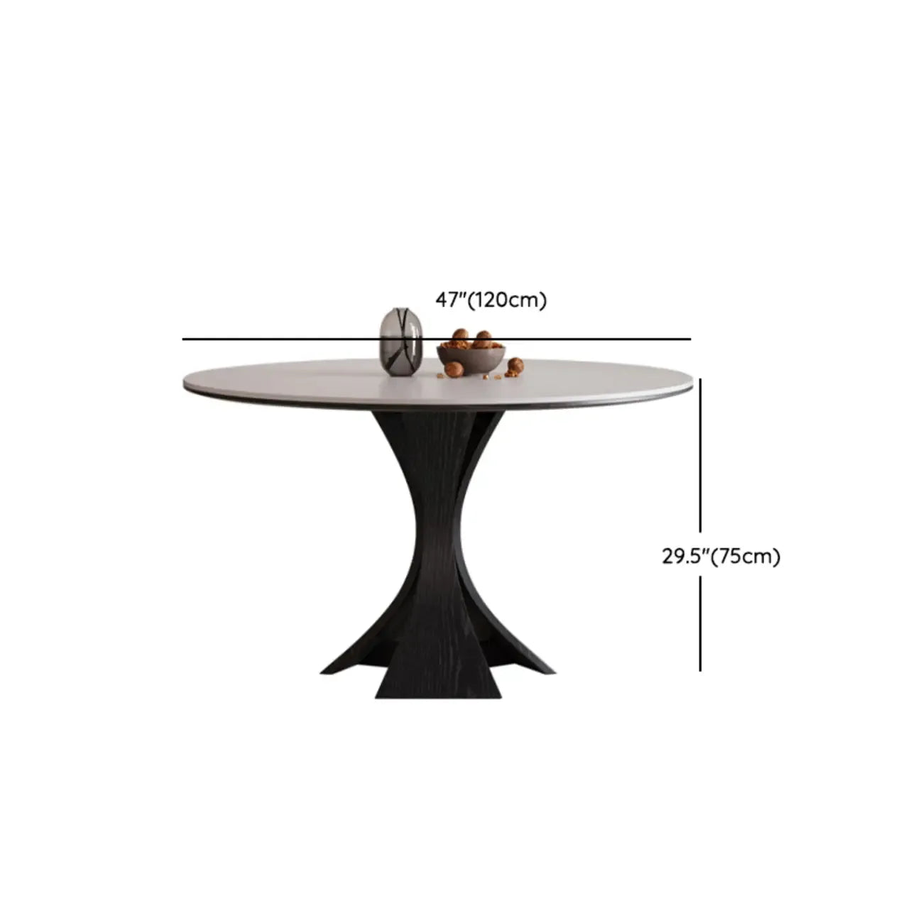 Table de salle à manger ronde en bois noir, moderne et simple