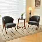 Fauteuil d'appoint en tissu gris glamour avec pieds en bois pour salon
