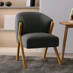 Fauteuil d'appoint en tissu gris glamour avec pieds en bois pour salon