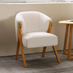 Fauteuil d'appoint en tissu gris glamour avec pieds en bois pour salon