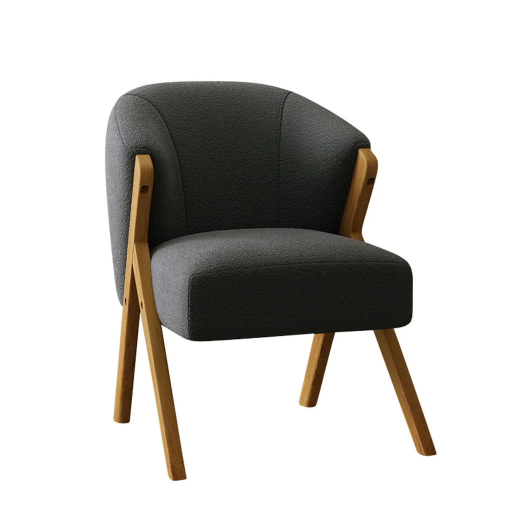 Fauteuil d'appoint en tissu gris glamour avec pieds en bois pour salon