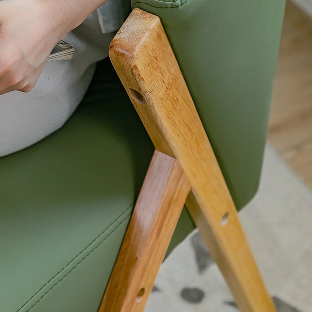 Fauteuil d'appoint en tissu gris glamour avec pieds en bois pour salon