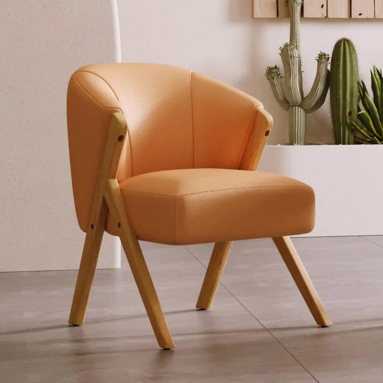 Fauteuil d'appoint en tissu gris glamour avec pieds en bois pour salon