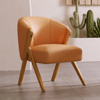 Fauteuil d'appoint en tissu gris glamour avec pieds en bois pour salon