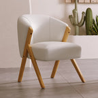 Fauteuil d'appoint en tissu gris glamour avec pieds en bois pour salon