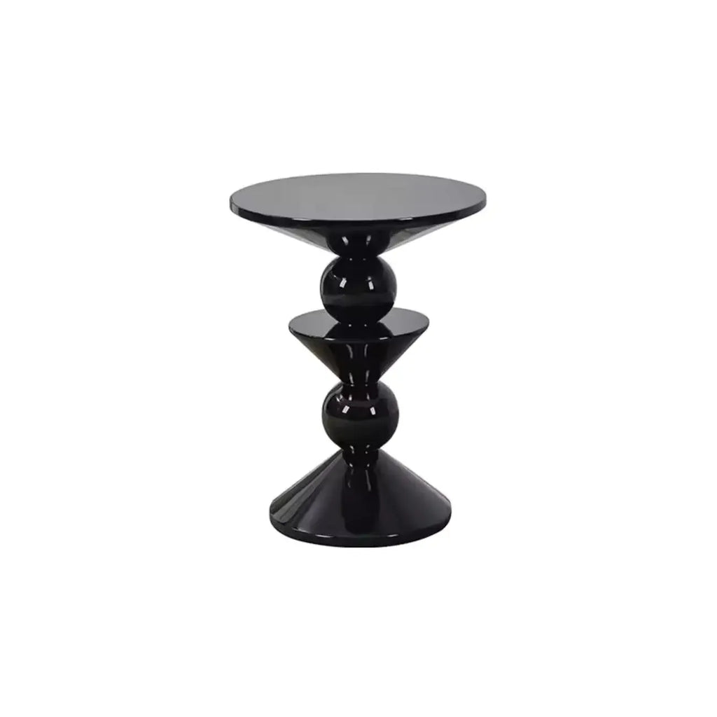Table d'appoint ronde et colorée en fibre de verre empilée