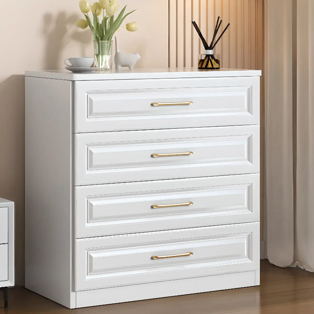 Coffres de rangement modernes et élégants en bois blanc avec poignées dorées