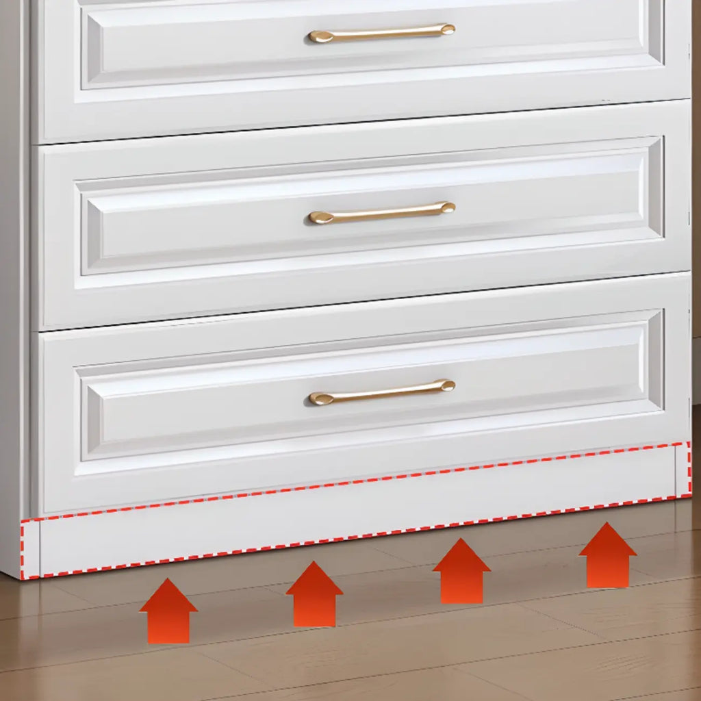 Coffres de rangement modernes et élégants en bois blanc avec poignées dorées