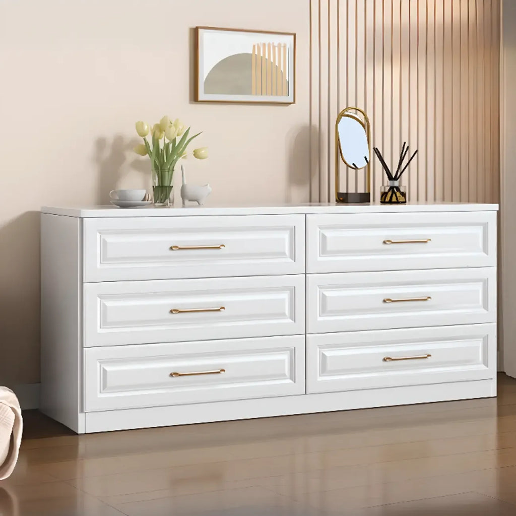 Coffres de rangement modernes et élégants en bois blanc avec poignées dorées