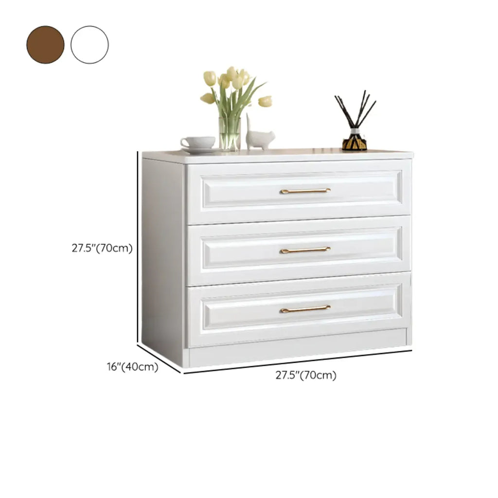 Coffres de rangement modernes et élégants en bois blanc avec poignées dorées