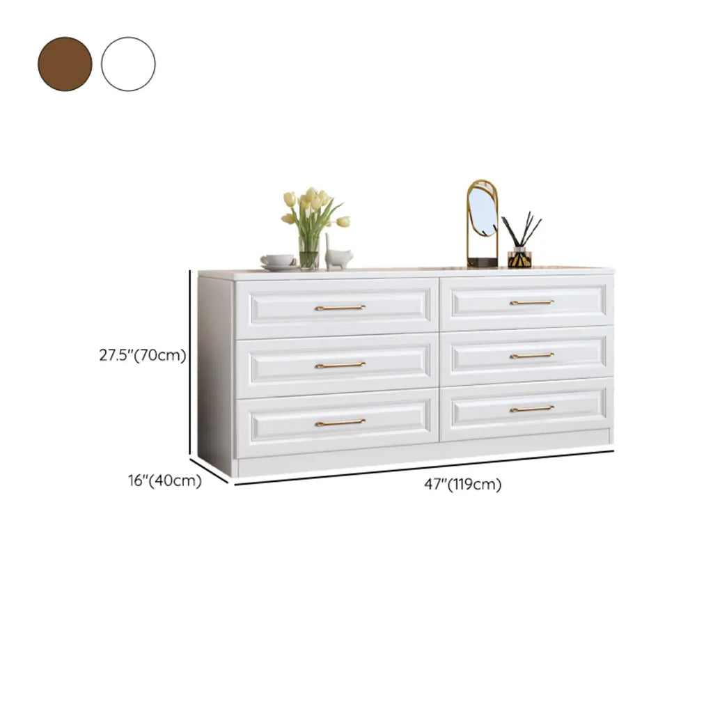 Coffres de rangement modernes et élégants en bois blanc avec poignées dorées