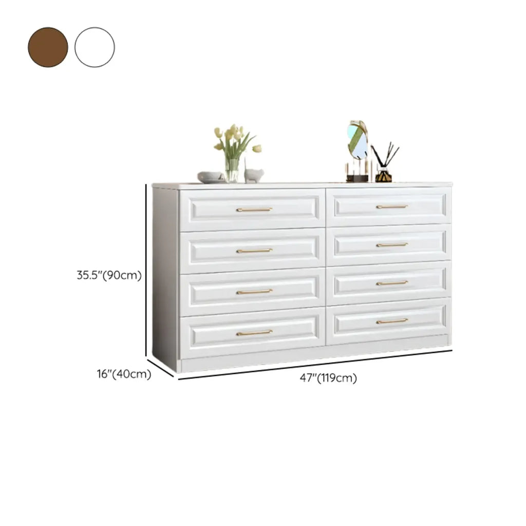 Coffres de rangement modernes et élégants en bois blanc avec poignées dorées
