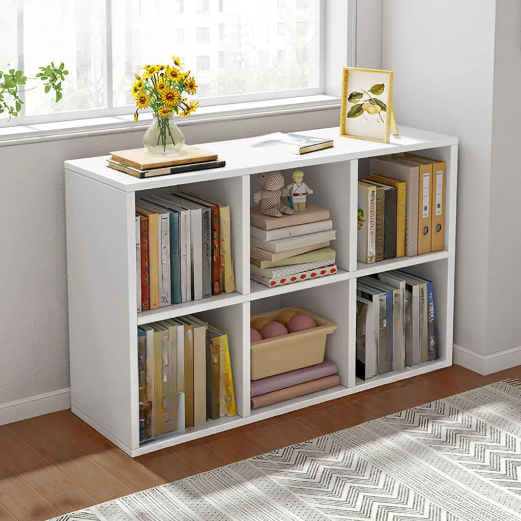 Bibliothèque rectangulaire horizontale en bois naturel à plusieurs cubes