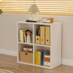 Bibliothèque rectangulaire horizontale en bois naturel à plusieurs cubes