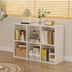 Bibliothèque rectangulaire horizontale en bois naturel à plusieurs cubes
