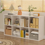 Bibliothèque rectangulaire horizontale en bois naturel à plusieurs cubes
