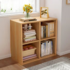 Bibliothèque rectangulaire horizontale en bois naturel à plusieurs cubes