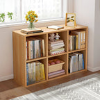 Bibliothèque rectangulaire horizontale en bois naturel à plusieurs cubes