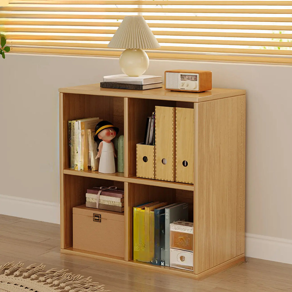 Bibliothèque rectangulaire horizontale en bois naturel à plusieurs cubes