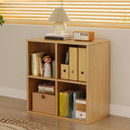 Bibliothèque rectangulaire horizontale en bois naturel à plusieurs cubes