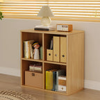 Bibliothèque rectangulaire horizontale en bois naturel à plusieurs cubes