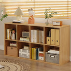 Bibliothèque rectangulaire horizontale en bois naturel à plusieurs cubes