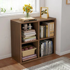 Bibliothèque rectangulaire horizontale en bois naturel à plusieurs cubes