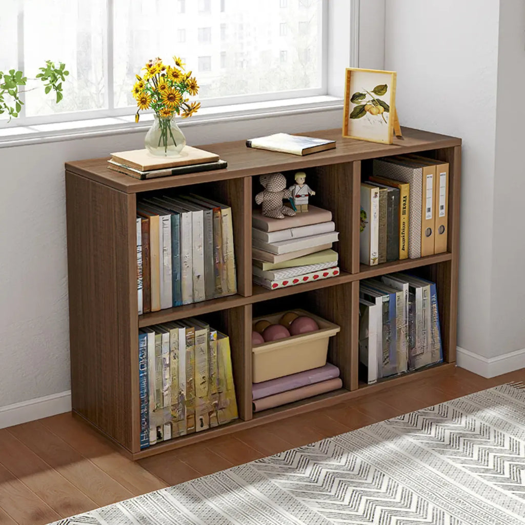 Bibliothèque rectangulaire horizontale en bois naturel à plusieurs cubes