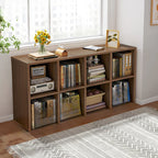 Bibliothèque rectangulaire horizontale en bois naturel à plusieurs cubes