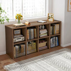 Bibliothèque rectangulaire horizontale en bois naturel à plusieurs cubes