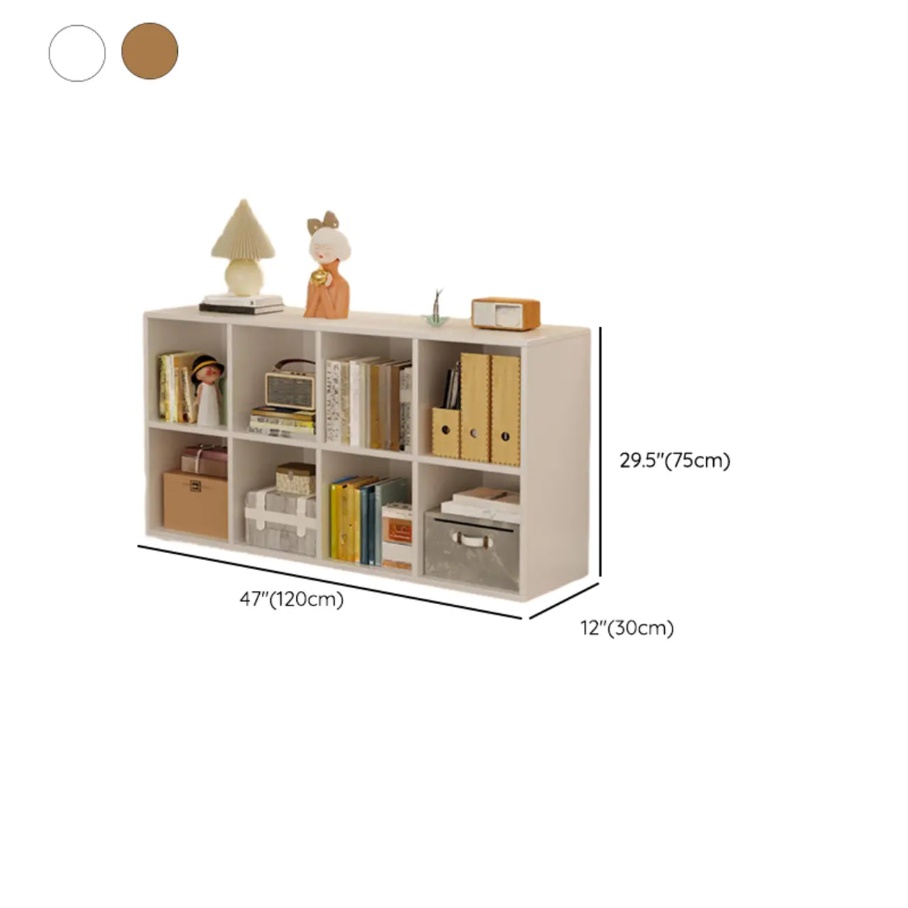 Bibliothèque rectangulaire horizontale en bois naturel à plusieurs cubes
