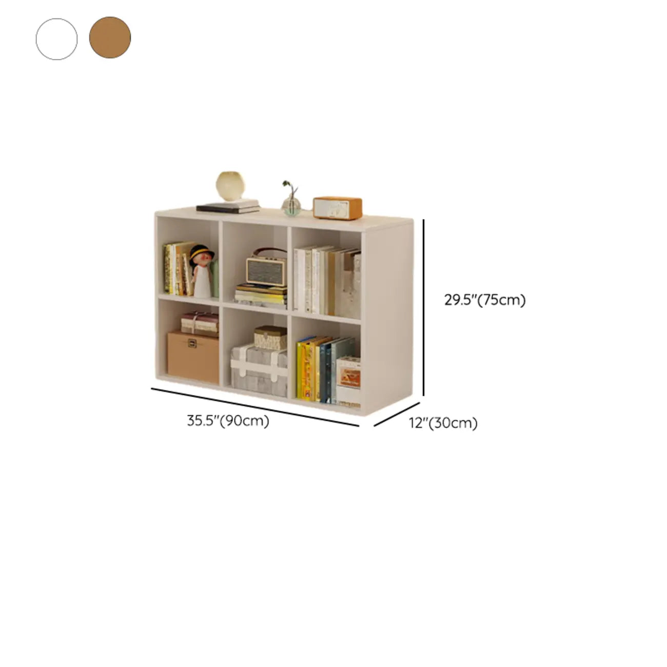 Bibliothèque rectangulaire horizontale en bois naturel à plusieurs cubes