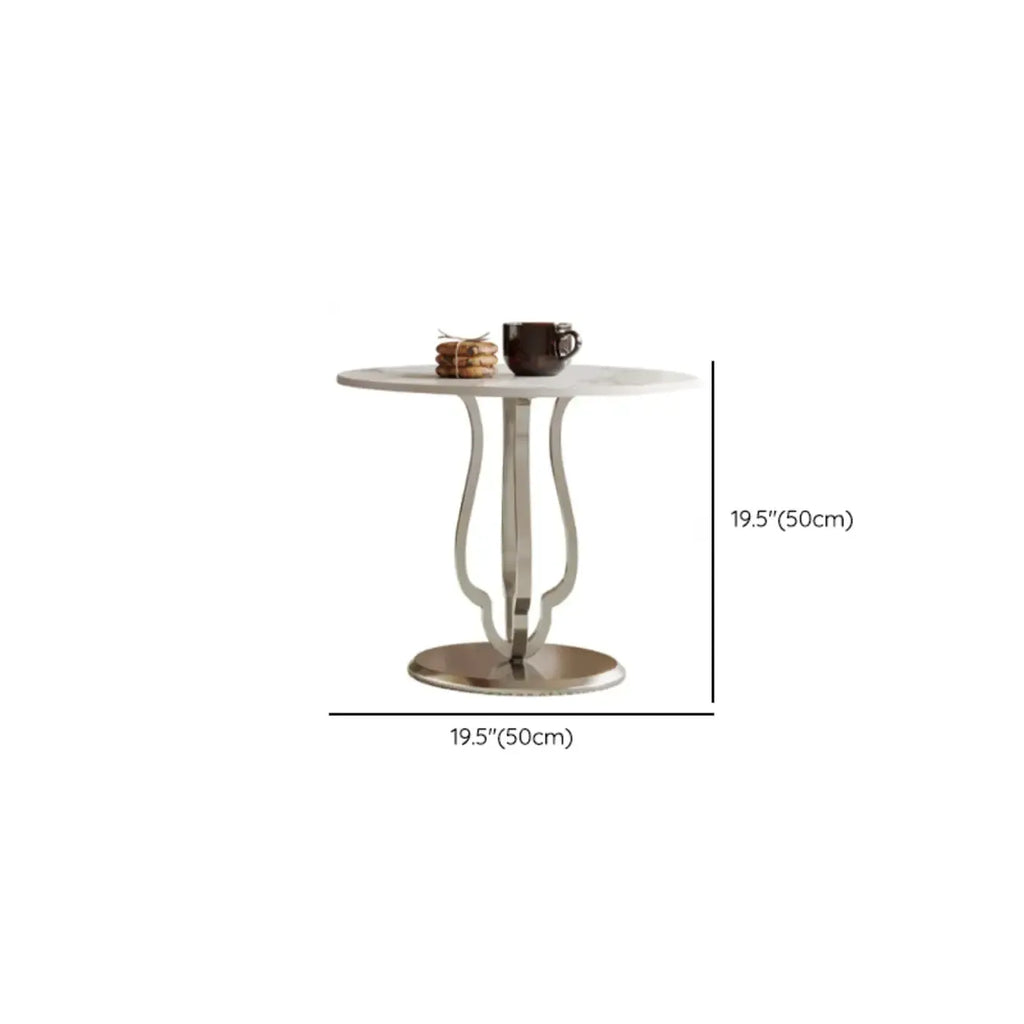Table basse ronde gigogne avec piètement en métal et tiroirs en bois brun