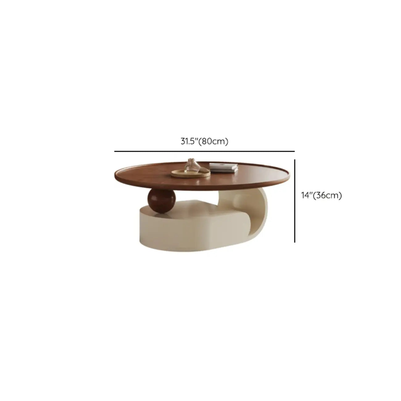 Table basse ronde gigogne avec piètement en métal et tiroirs en bois brun