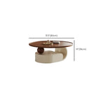 Table basse ronde gigogne avec piètement en métal et tiroirs en bois brun