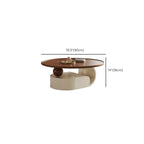 Table basse ronde gigogne avec piètement en métal et tiroirs en bois brun