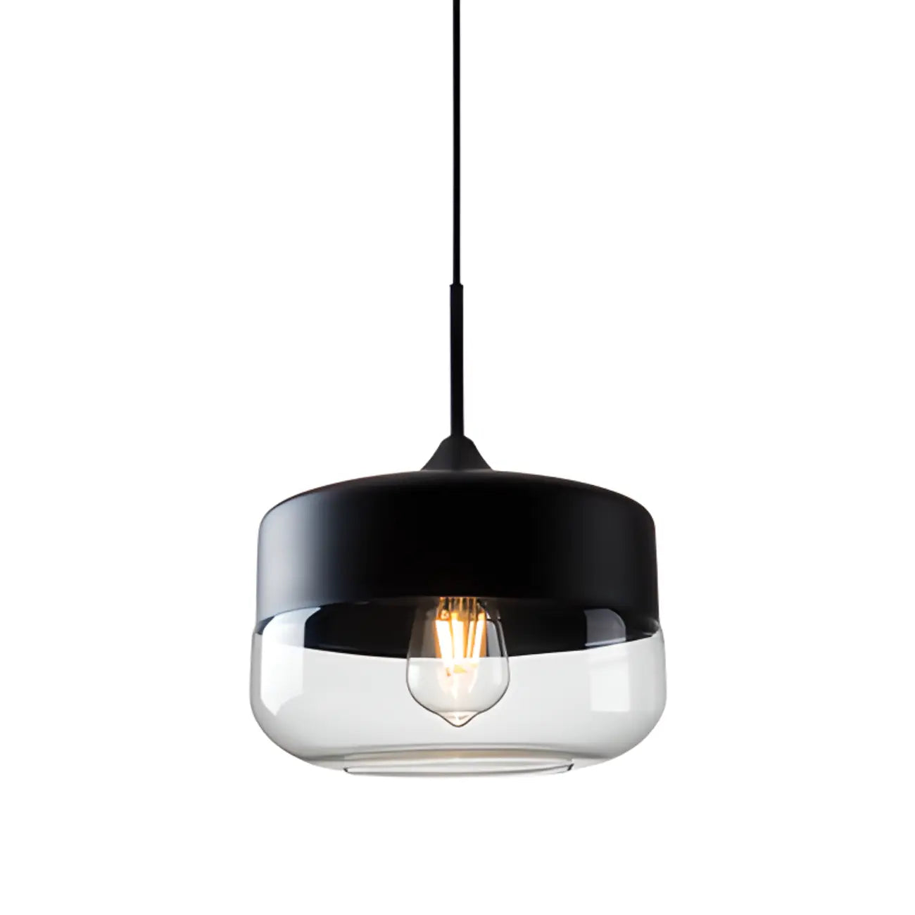 Suspension géométrique minimaliste en verre transparent pour la cuisine