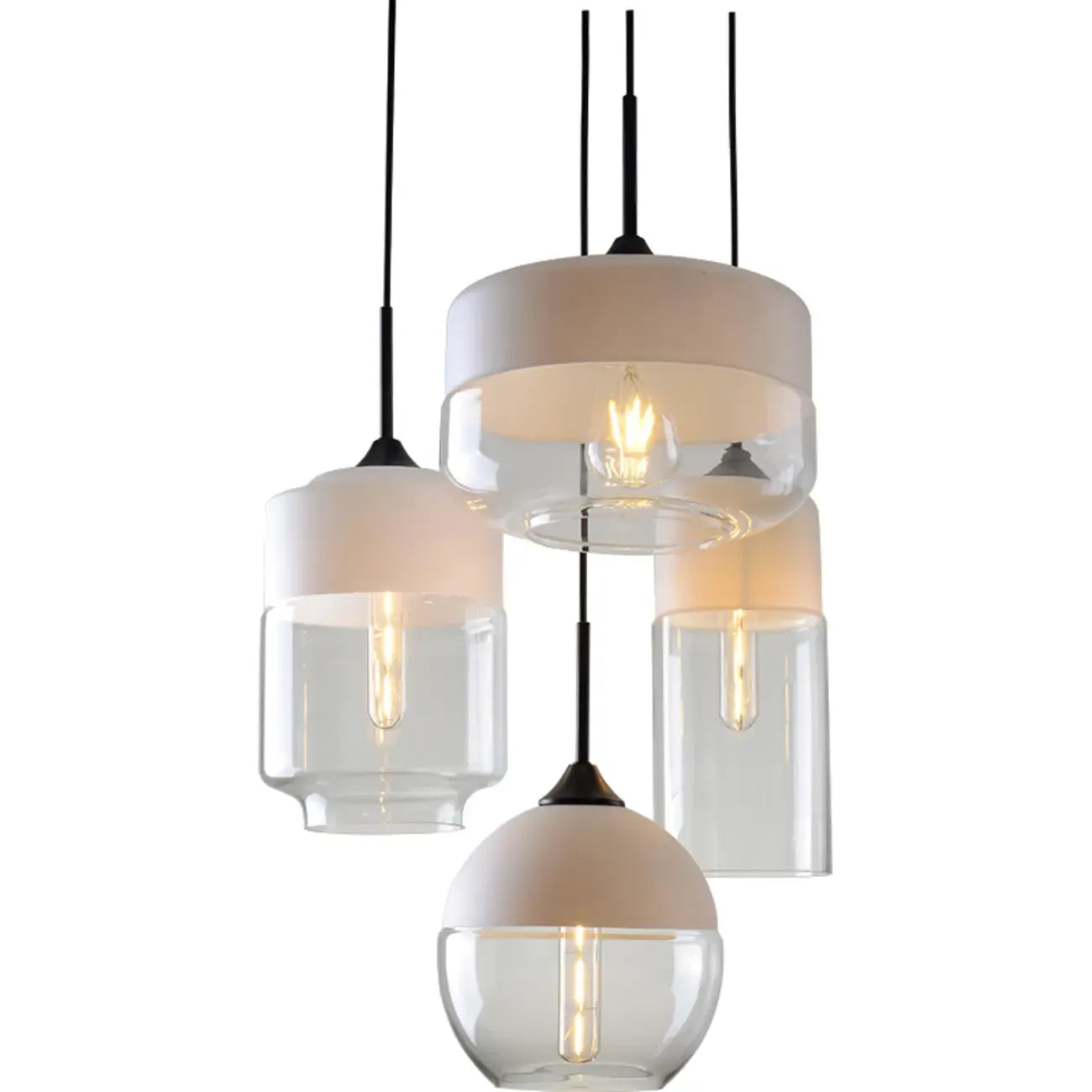 Suspension géométrique minimaliste en verre transparent pour la cuisine