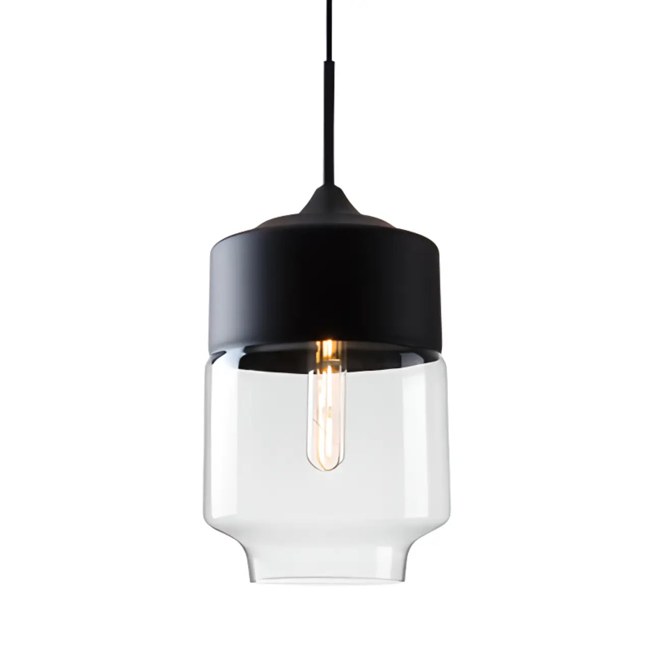 Suspension géométrique minimaliste en verre transparent pour la cuisine