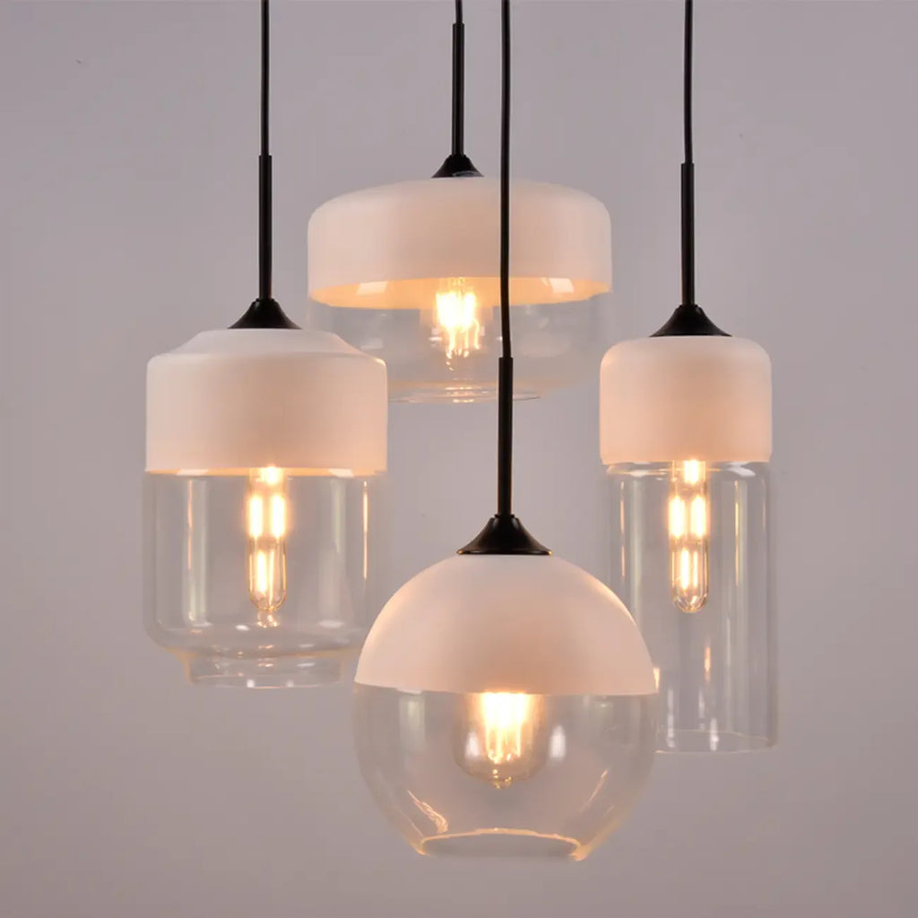 Suspension géométrique minimaliste en verre transparent pour la cuisine