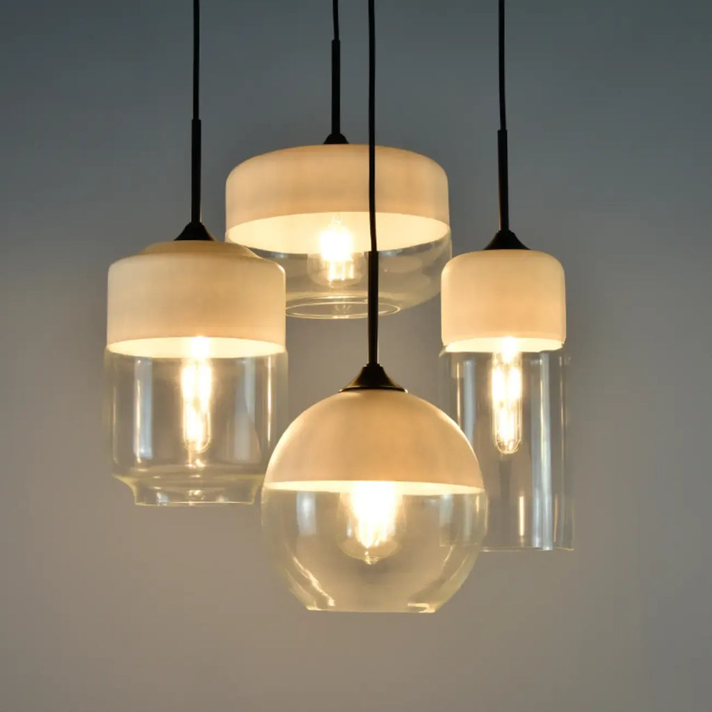 Suspension géométrique minimaliste en verre transparent pour la cuisine