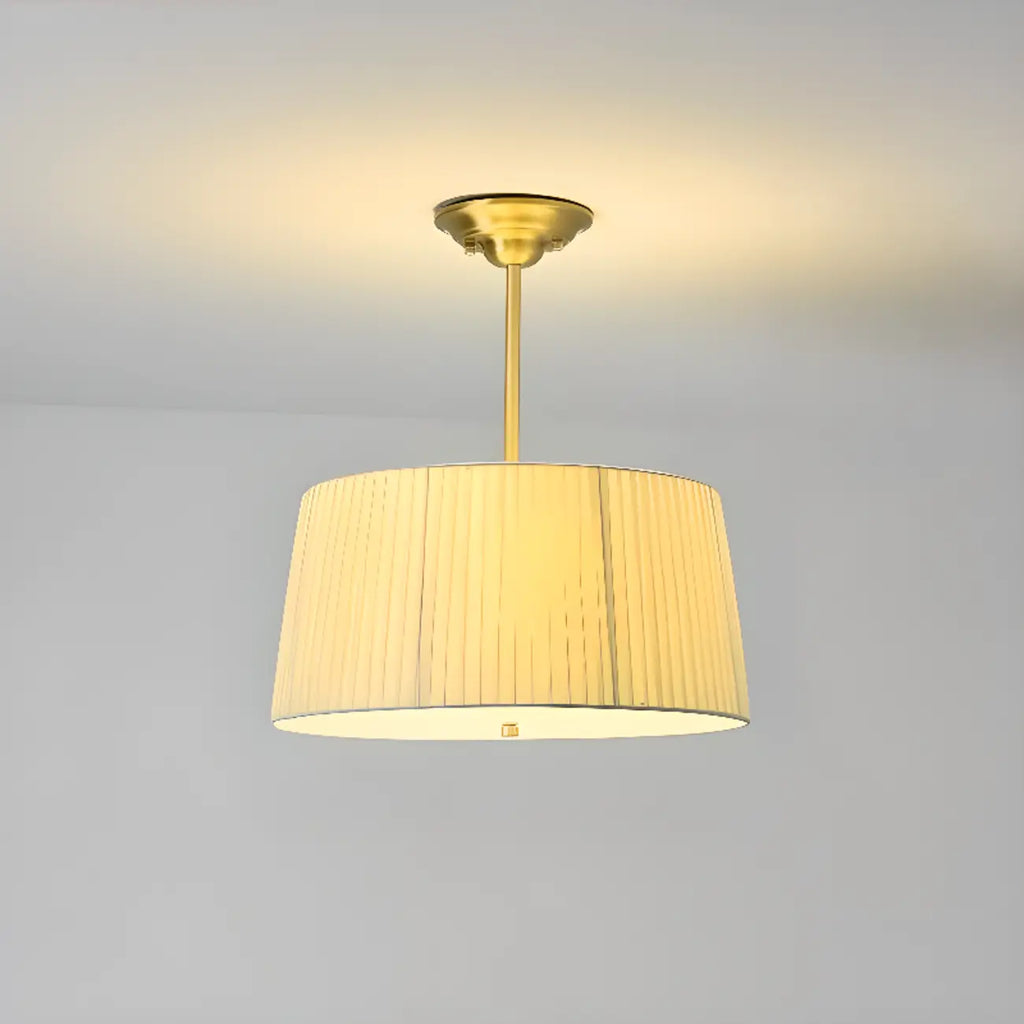 Plafonnier semi-encastré minimaliste colonial blanc tambour doré