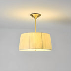 Plafonnier semi-encastré minimaliste colonial blanc tambour doré