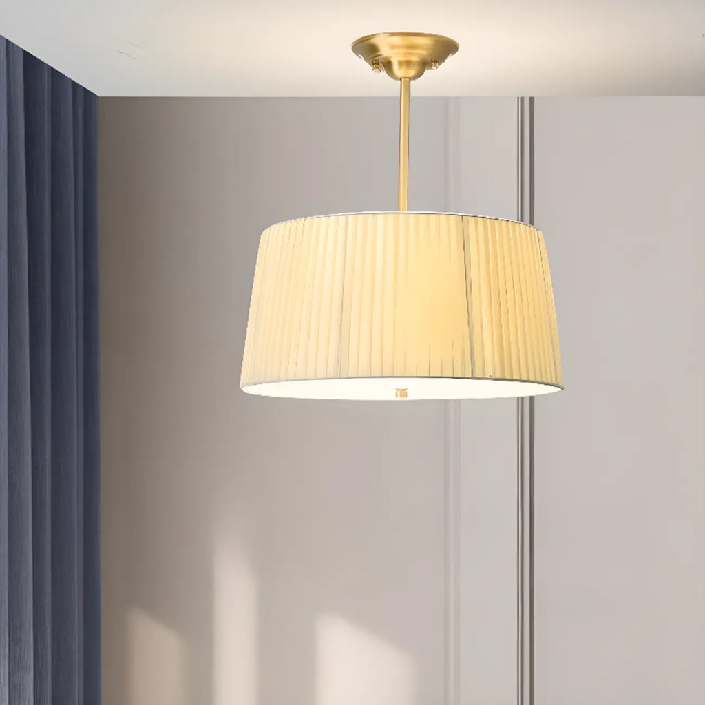 Plafonnier semi-encastré minimaliste colonial blanc tambour doré