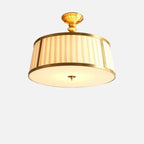Plafonnier semi-encastré minimaliste colonial blanc tambour doré